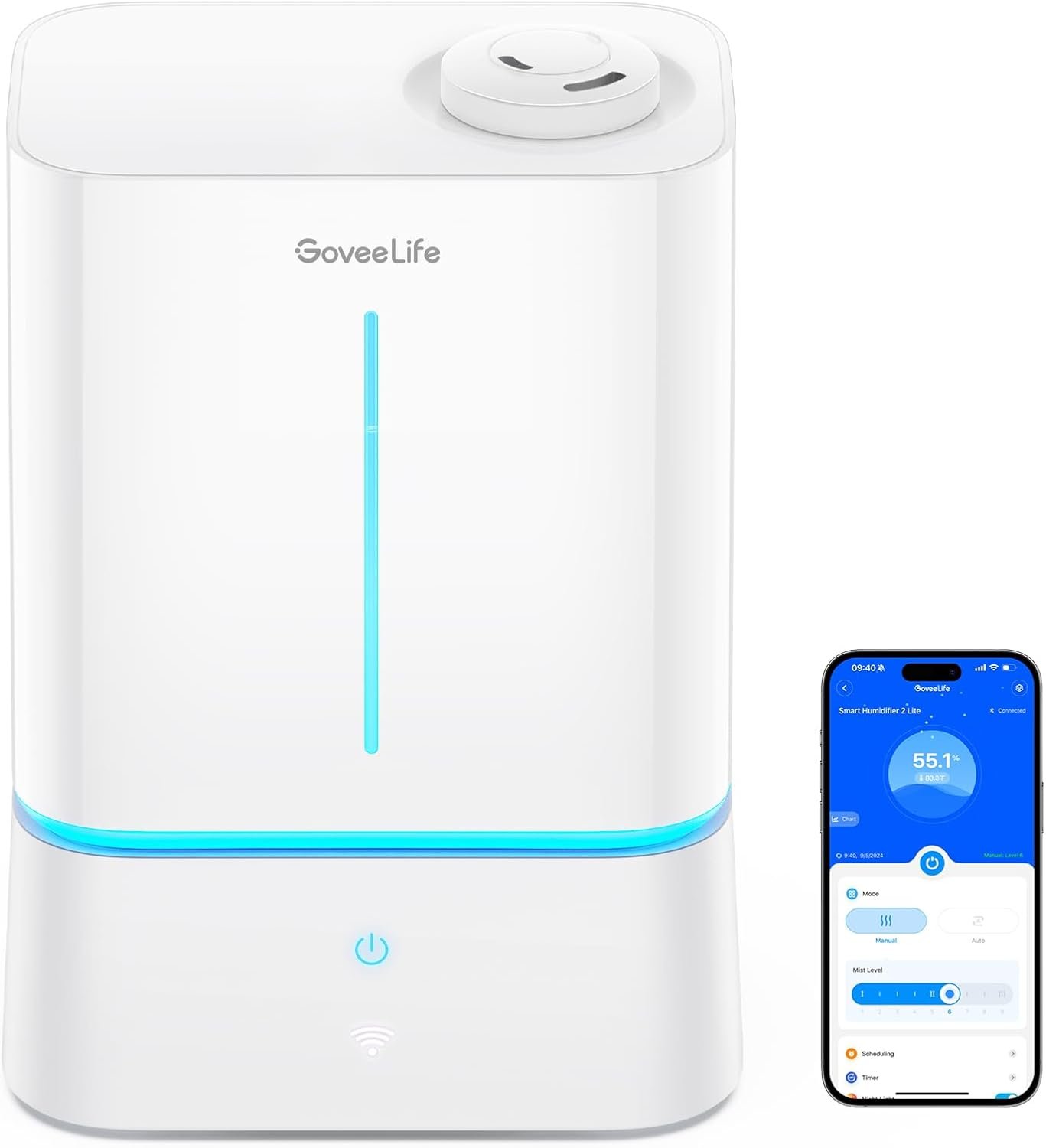 GoveeLife Humidifiers for Bedroom, 4.5L Smart Cool Mist Air Humidifiers