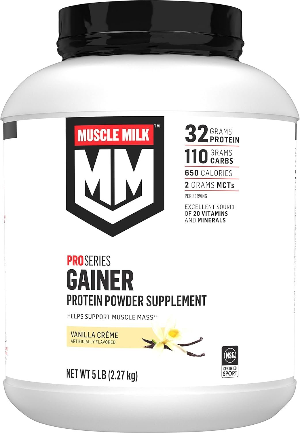 Muscle Milk Gainer Protein Powder, Vanilla Creme, 32g Protein, 5