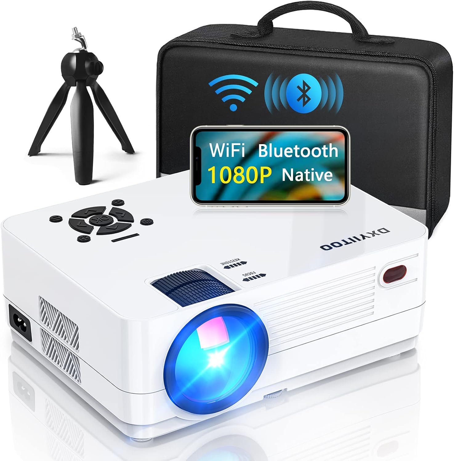 Native 1080P Projector with WiFi and Two-Way Bluetooth, Full HD