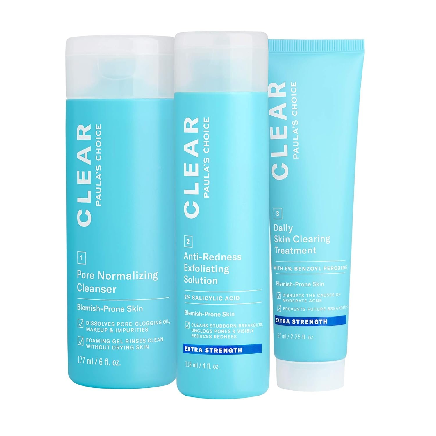Paula's Choice CLEAR 3-Piece Acne Kit, Includes Daily Cleanser, 2%