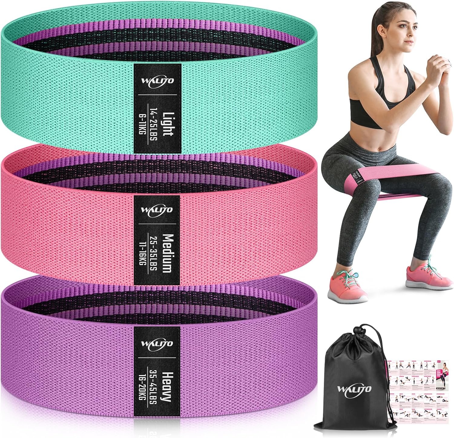 WALITO Resistance Bands for Working Out, Fabric Exercise Bands for