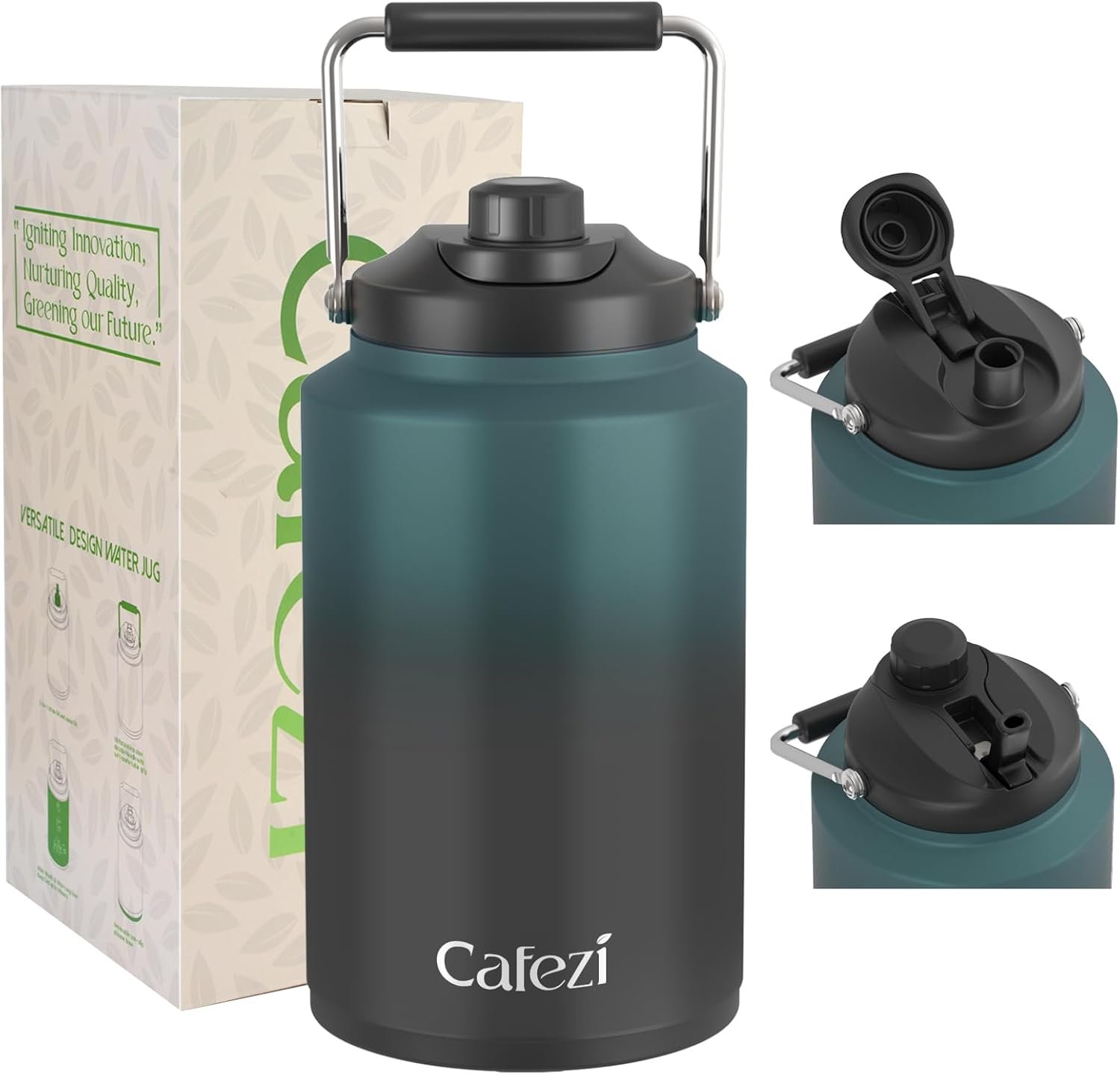 1 Gallon Water Jug, 2-in-1 LID, Flip Straw and Spout,