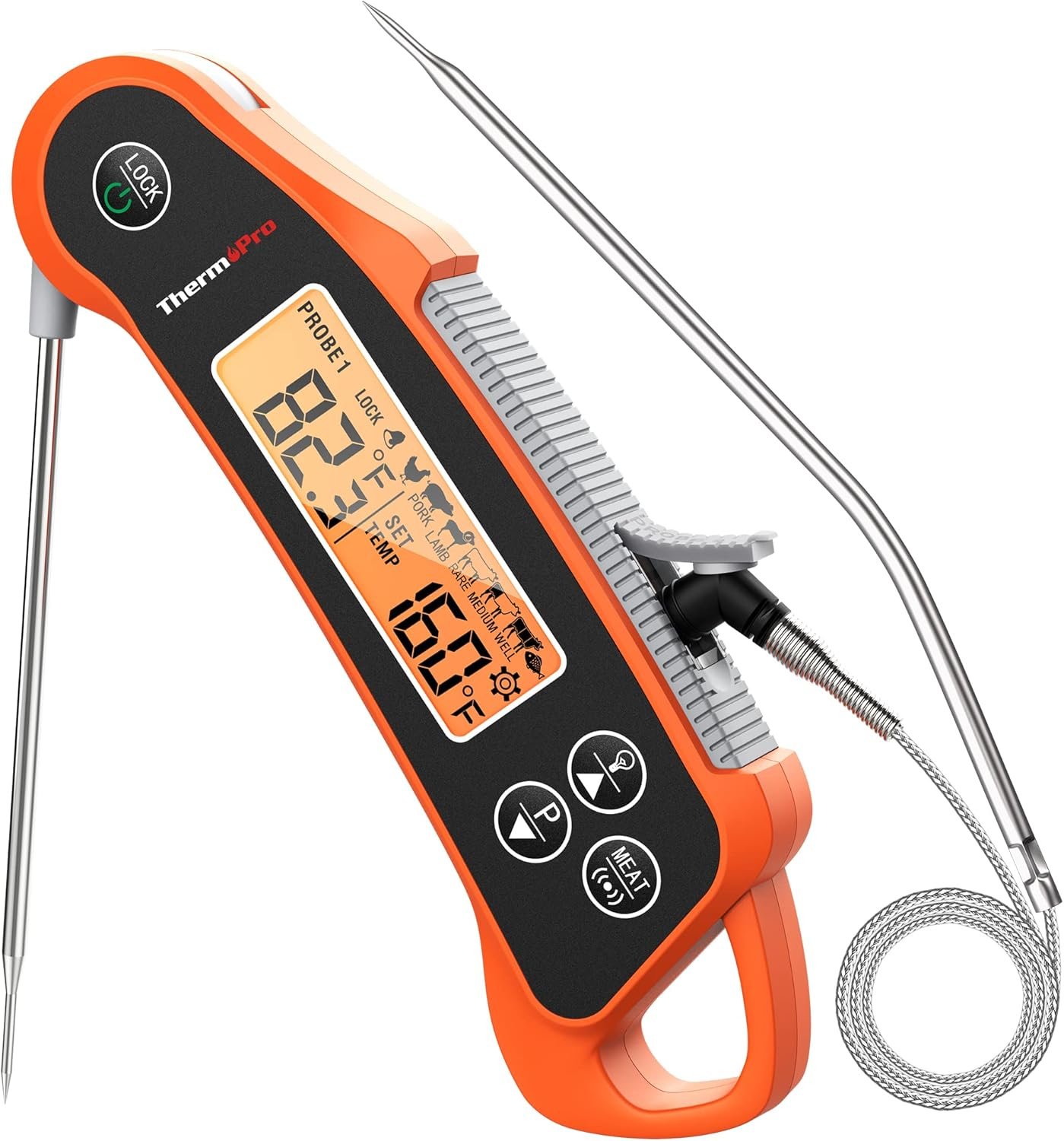 ThermoPro TP710 Instant Read Meat Thermometer Digital for Cooking, 2-in-1