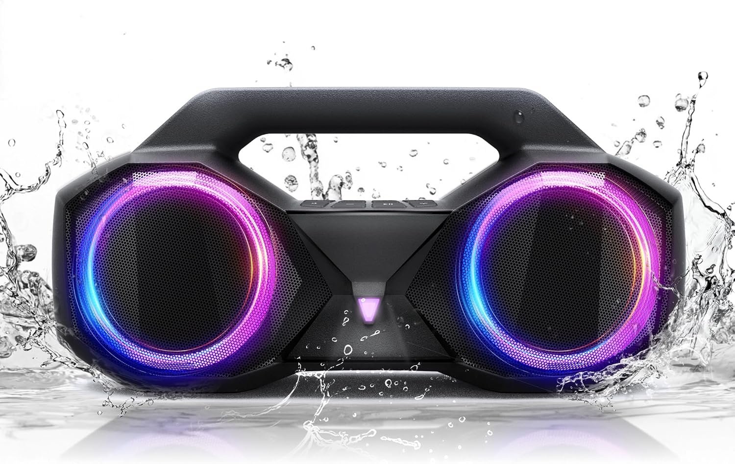 Bluetooth Speaker 80W(Peak)Loud with Bass, 20H Playtime, IPX7 Waterproof, RGB