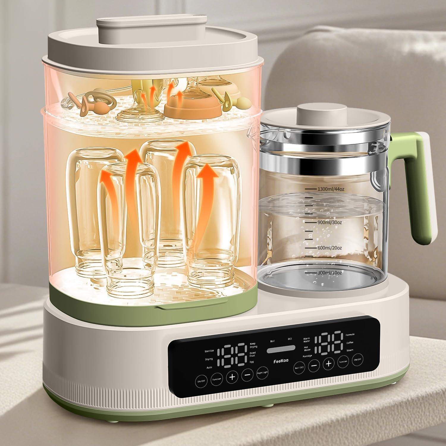 Feekaa Multifunctional Baby Bottle Warmer, Steamer and Dryer, 44oz Baby