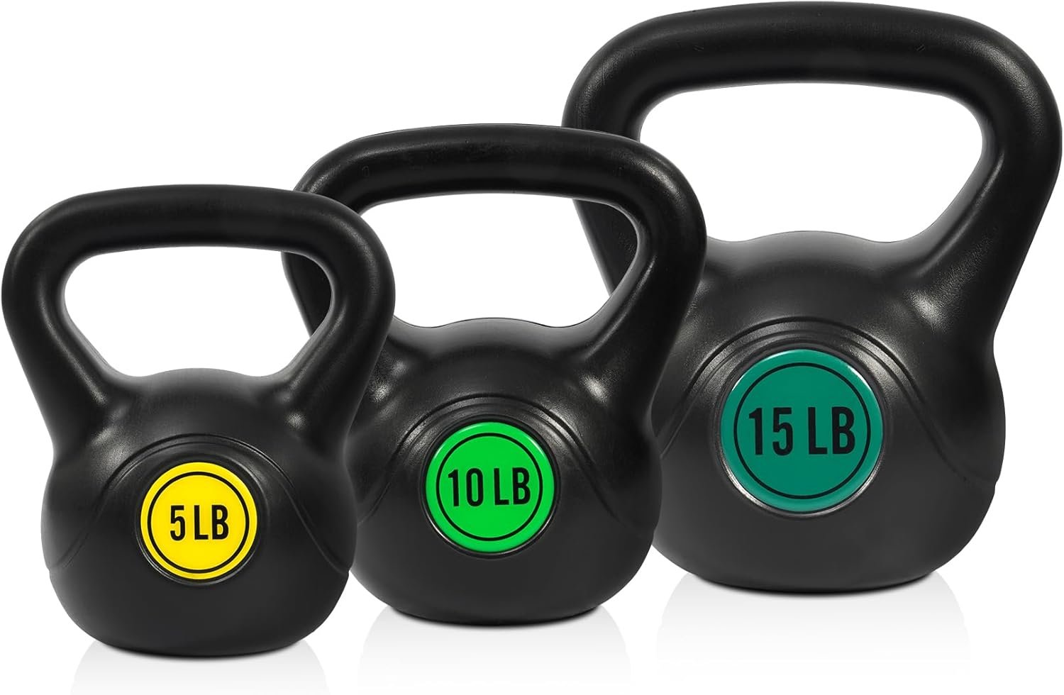 Fitvids Wide Grip 3-Piece Kettlebell Exercise Fitness Weight Set, Include