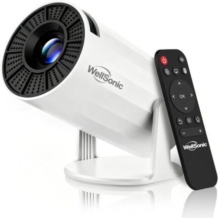 Mini Portable Projector 4K Support, Smart Projector with WIFI and Wireless Bluetooth, 200 ANSI Lumens, Android 11, 210° Rotation, 130" Screen Movie Projector for Home Bedroom Outdoor