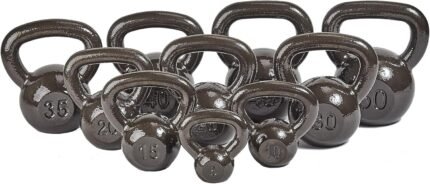 Signature Fitness Kettlebell Solid Smooth Adjustable/Cast Iron/Rubber Base for Strength Training, Home Gym