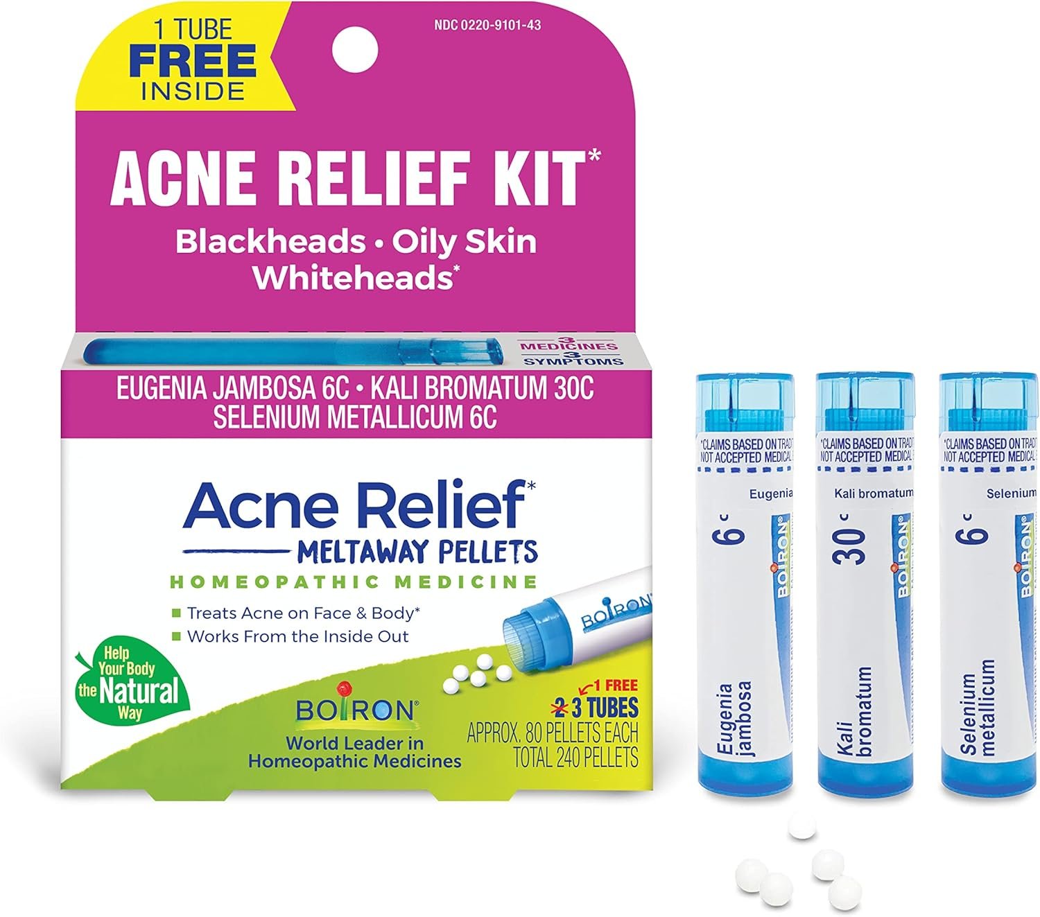 Boiron Acne Relief Kit for Blackheads, Oily Skins, Whiteheads on