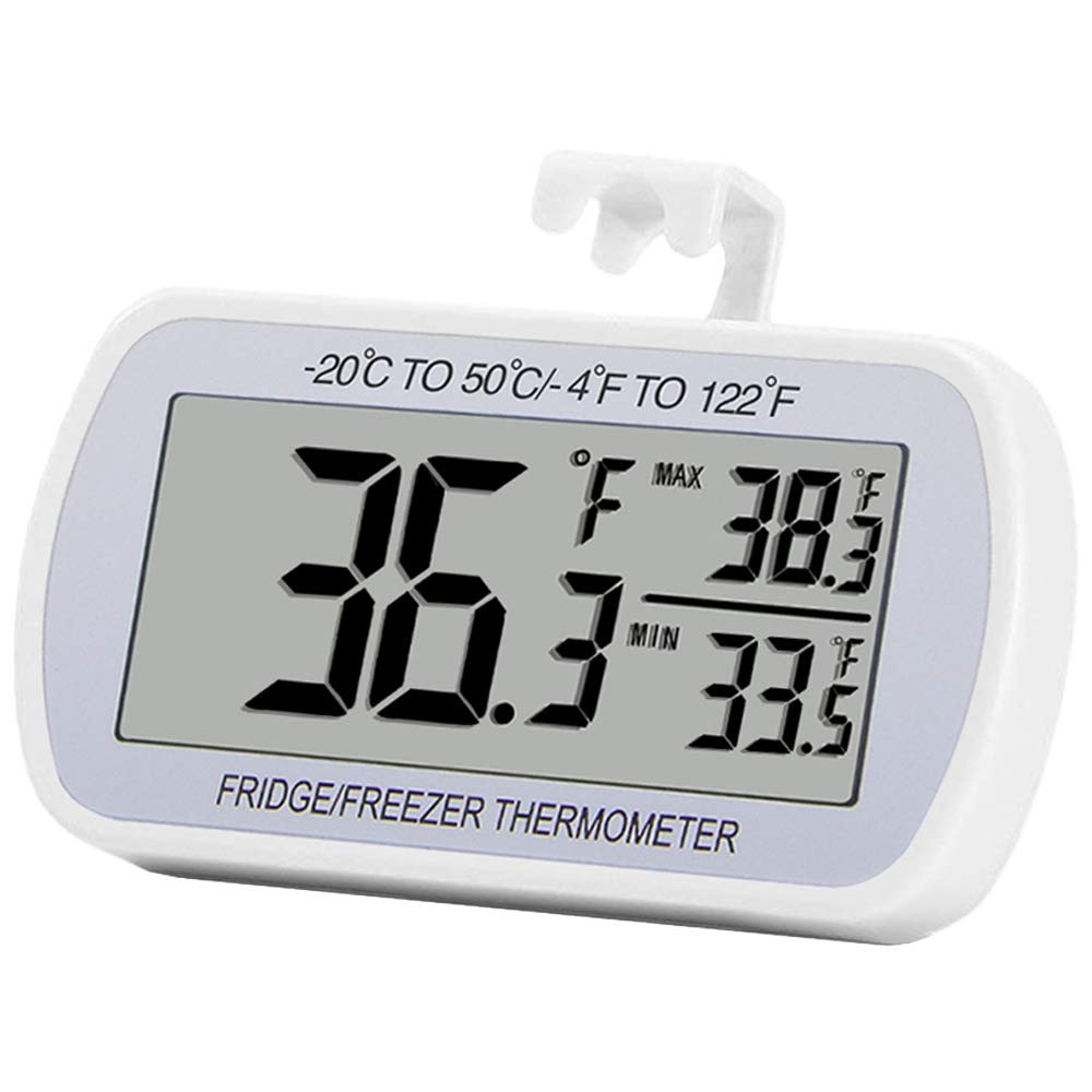 Refrigerator Thermometer Digital Fridge Freeze Room Thermometer Waterproof Large LCD