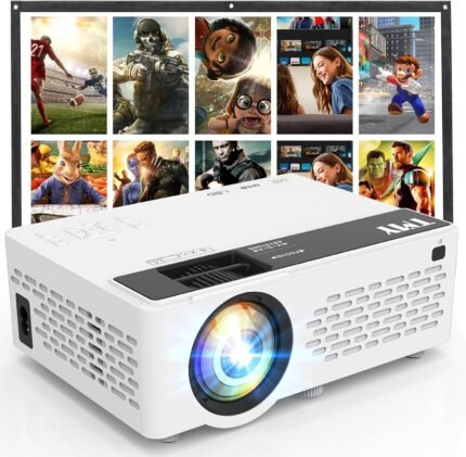 TMY 1080P Full HD Portable Mini Projector, Upgraded Bluetooth Movie Projector with Screen, Compatible with TV Stick Smartphone/HDMI/USB, Indoor & Outdoor Use