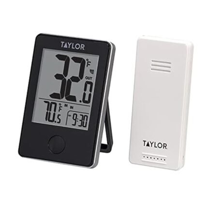Taylor Wireless Digital Indoor Outdoor Thermometer, Easy to Read Numbers for Patio, Pool, and Indoor Areas, LCD, Black