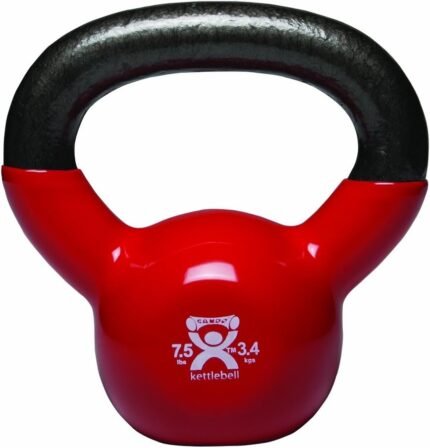 CanDo Vinyl-Coated Kettlebell, Red, 7.5 Pound