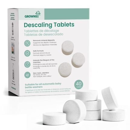GROWNSY Descaling Tablets for Bottle Washers, 40 Count Descaler Tablets to Remove Limescale & Mineral Buildup, Compatible with Momcozy and Baby Brezza Baby Bottle Washer