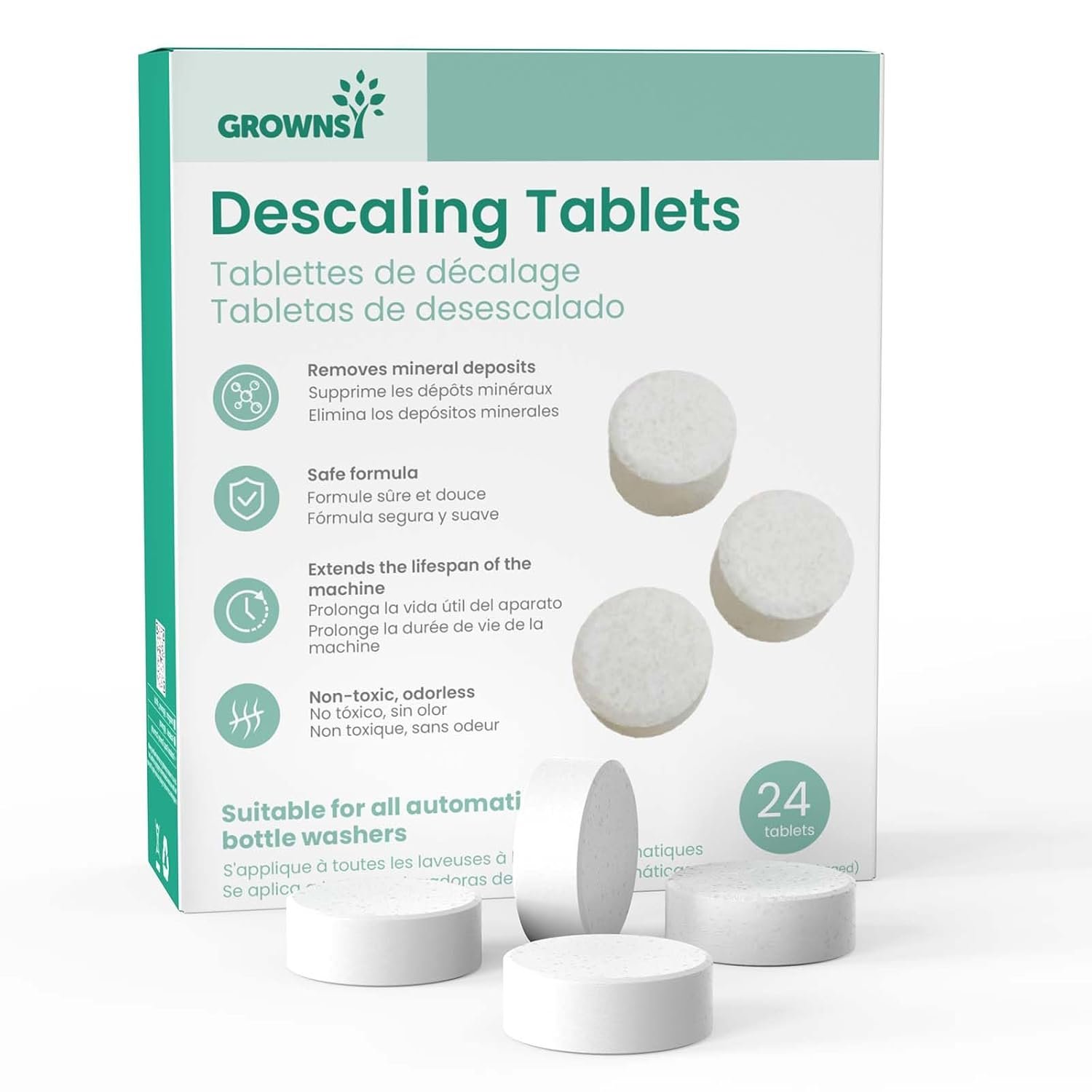GROWNSY Descaling Tablets for Bottle Washers, Descaler Tablets to Remove
