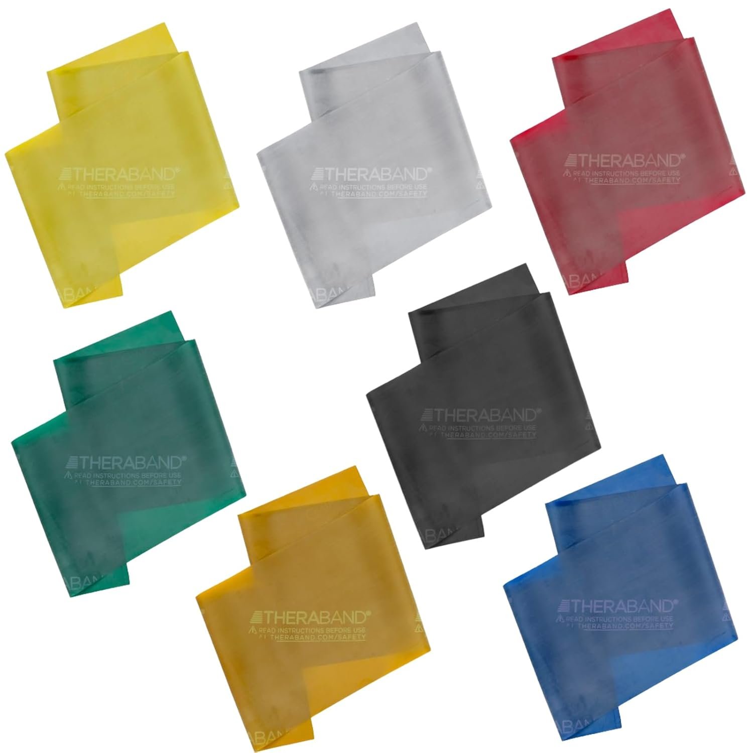 THERABAND Professional Latex Resistance Band Set, Pack of 7, Individual