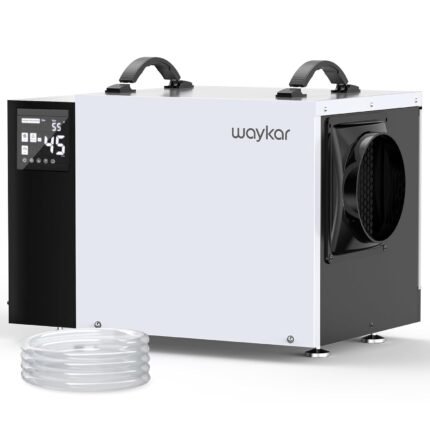 Waykar 125 Pint Crawl Space Dehumidifier with Pump and Drain Hose for commercial, Basements, and Water Damage Unit for Spaces up to 6500 Square Feet, Smart Humidity Control - 5-Year Quality Coverage