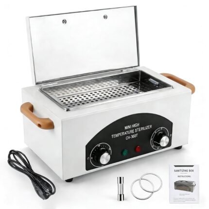 2.0L 220°C 428℉ High Temperature Autoclave Sterilizer, Dry Heat Nail Sterilizer Machine with Timer for Nail Tools Esthetician Barber's Tools, 110V, CH-360T