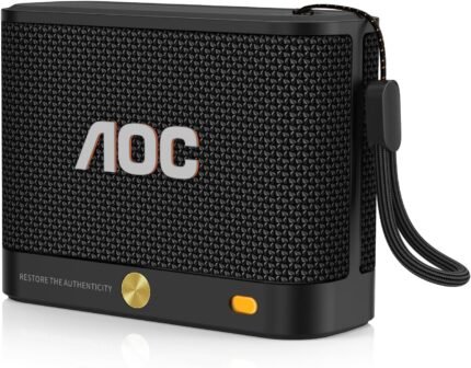 AOC Portable Bluetooth Speaker, Shower Speaker, BT 5.4 with Wireless Stereo Pairing, BassUp, IP67 Waterproof, Dustproof, 30-Hour Playtime, Compact Small for Home, Outdoors, Travel, Black