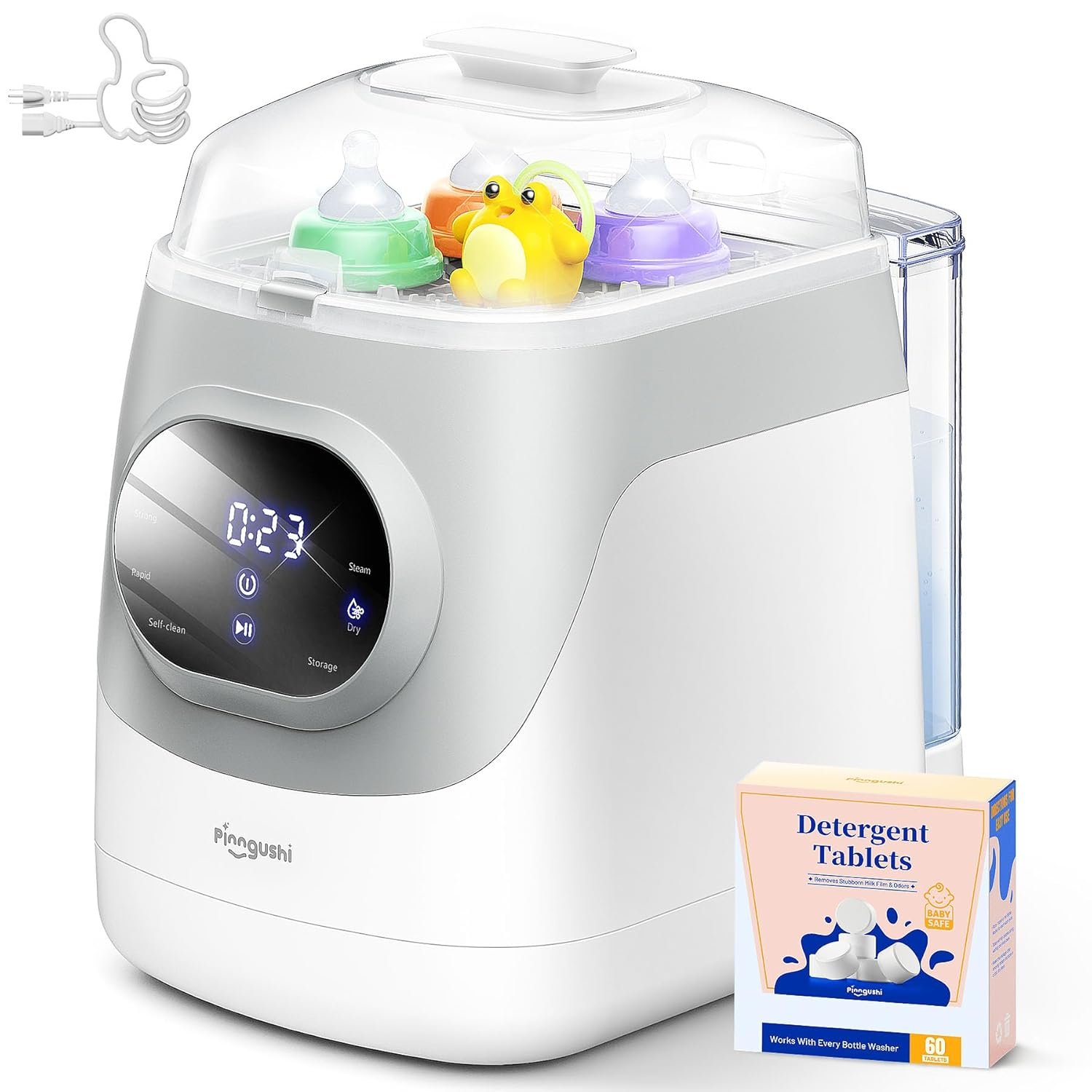 PINNGUSHI【Upgraded】Baby Bottle Washer Pro, Sterilizer, Dryer & Water-Filter, 5-in-One Cleaning