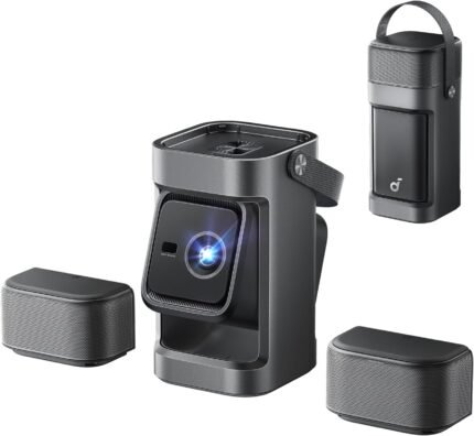 soundcore Nebula P1 Portable GTV Projector with Detachable Speakers, 650 ANSI Lumens, 1080P, 20W Truly 2.0 Surround Sound, Dolby Audio, Built-In Gimbal, Auto Adjustment, 180" Big Screen, Carry Handle