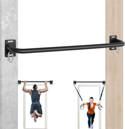 36" Heavy Duty Pull Up Bar Wall/Joist Mounted, 600 LB Capacity, Multi-Grip Bar for Garage & basement rafter Use - All-in-One Workout Station with Carabiners & Space-Saving Design