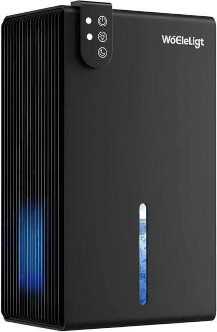 Dehumidifier for Home (85 OZ, 1000 sq ft) Small Dehumidifiers for Basement, Auto Shut-Off, Sleep Mode, 7 Color Light, Quiet Dehumidifier for Bedroom, Bathroom, Living Room with Drain Hose(Black)