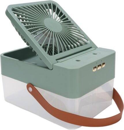 Desktop Humidifier Fan, Multifunctional Desktop Humidifier Fan Quiet Battery Operated Portable Desk Cooling Fan with 2.5L Water Tank for Home Office Car (Green)