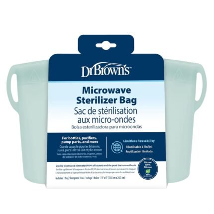Dr. Brown's Microwave Steam Sterilizer Bag for Baby Bottles, Breast Pump Parts & Other Toddler Accessories, 100% Silicone, Reusable Sterilizing Bag
