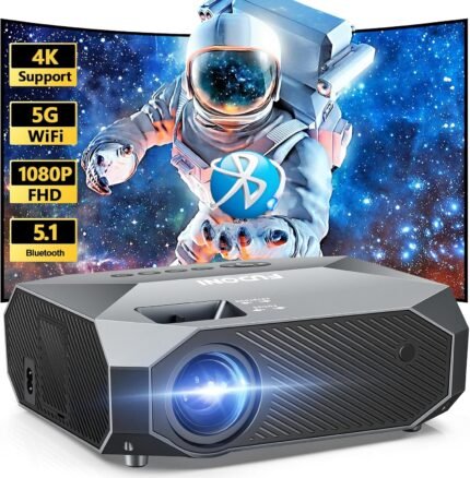 FUDONI Projector with WiFi and Bluetooth, Outdoor 4K Support 18000L Projector HD 1080P Max 300" Display, Movie Video Portable Home Theater Projector Compatible with USB/HDMI/iOS/Android/TV Stick
