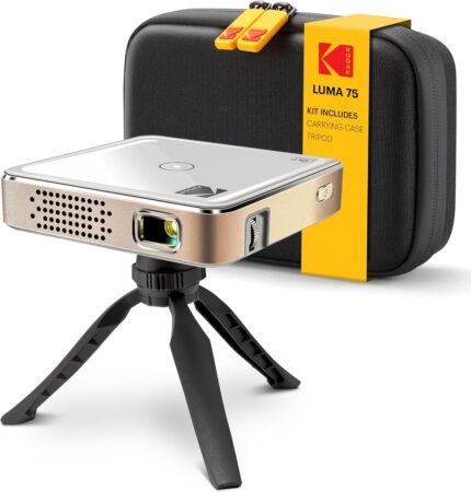 Kodak Luma 75 Ultra Mini Pocket Projector Standard Kit - Built-in Rechargeable Battery and Speaker, HDMI/USB/microSD, Speaker Built-in, Includes Tripod & Travel Case