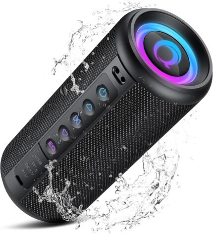 Portable Bluetooth Speaker, 2026 Bluetooth 5.4 Wireless Speaker with 20W HD Loud Stereo Sound, 20H Playtime, LED Lights, IP7, TWS Pairing, Built-in Mic, for Outdoor, Home, Beach, Party, Gift