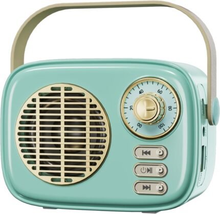 Retro Bluetooth Speaker,Vintage Decor,Mini Wireless Bluetooth Speaker,Gifts for Teenage Girls Women,Cute Portable Old Fashion Style for Kitchen Desk Bedroom Office Party (Blue)