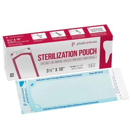 Self Sealing Sterilization Pouches 3.5" x 10" - Latex-Free, Color Changing Indicator (200 Count) by PlastCare USA