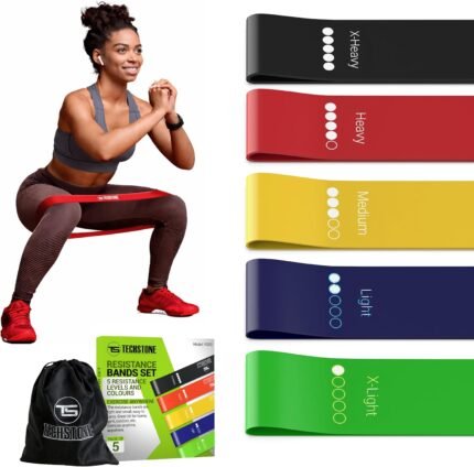 TechStone Resistance Bands Set – 5 Levels Loop Exercise Bands for Men & Women, Elastic Workout Bands for Home Gym, Training, Yoga & Fitness, Carry Bag Included