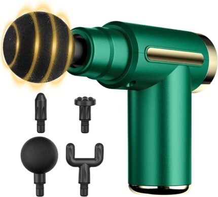 cotsoco Mini Handheld Massage Gun, Deep Tissue with 6 Speeds, Cordless Muscle Massager with 4 Heads,Type-C Charging, Travel Size, Best Gifts