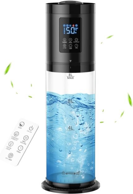 8L Humidifiers for Bedroom, 30dB Quiet, 500ft² Coverage, 60H Runtime, Top Fill, 3-in-1 Humidifier Large Room & Essential Oil Diffuser & Ambient Light, Sleep Mode, 16H Timer, Auto Shutoff Protection