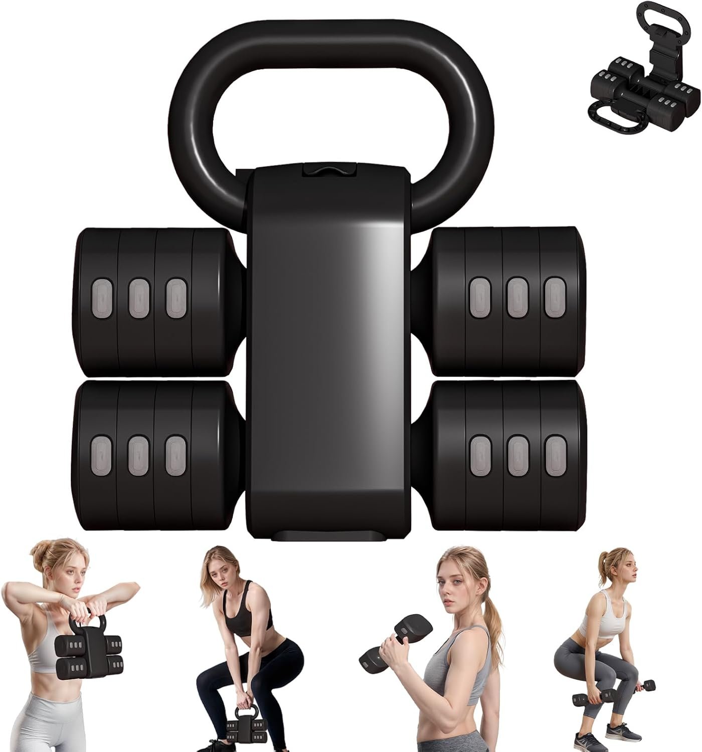 Adjustable Kettlebell Set, 4-in-1 Free Weight Kettlebell sets (5.5lbs 7.7lbs