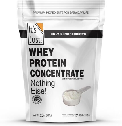 It's Just! - 100% Whey Protein Concentrate, GLP-1 Friendly, Made in USA, No RBST/rBGH Hormones, Premium WPC-80, No Added Flavors or Artificial Sweeteners (1.25 Pound, Unflavored)