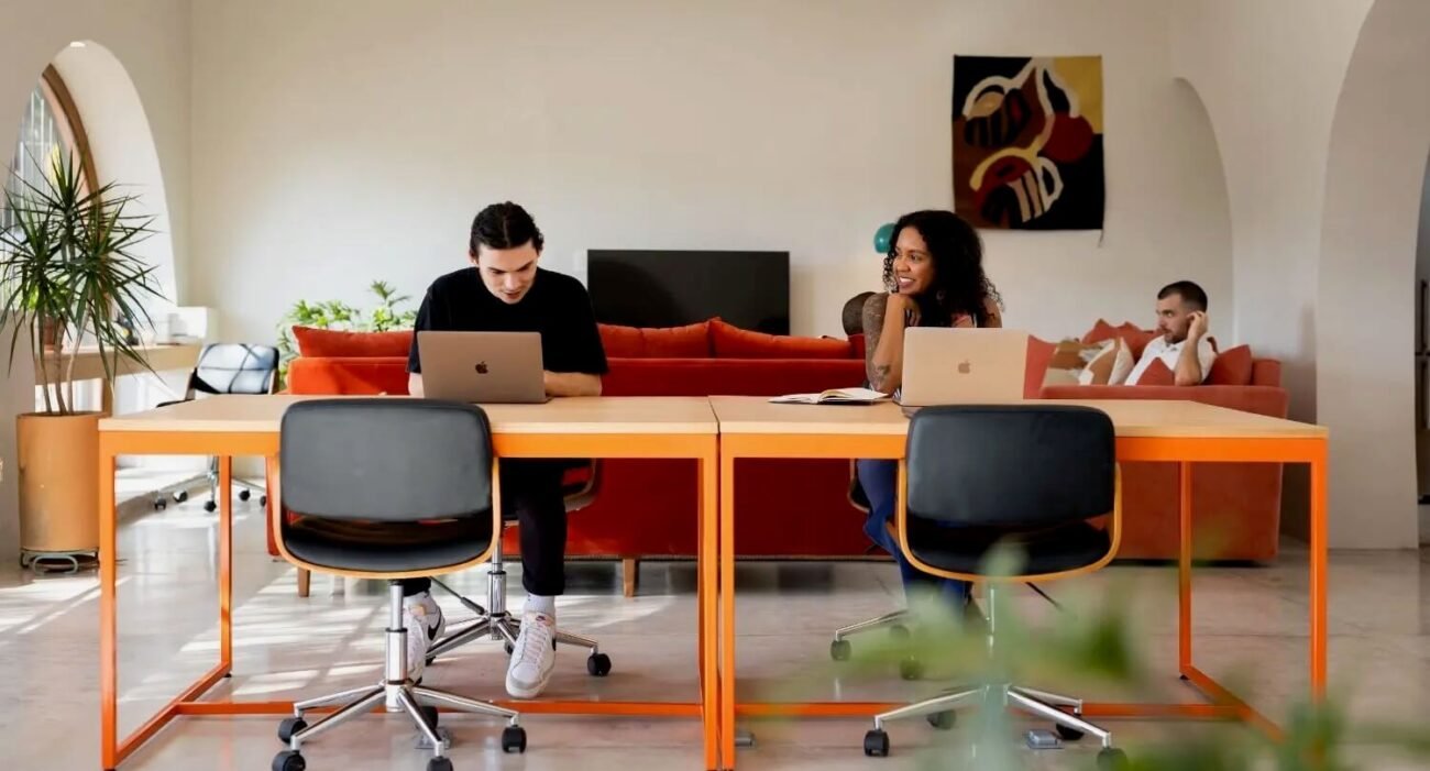 Outsite coliving remote work space with people working at it