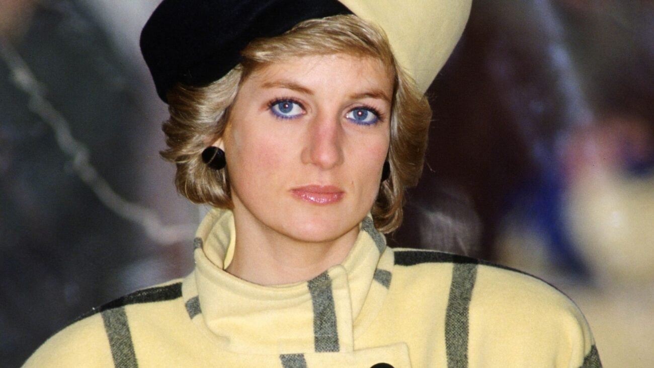 Princess Diana visits Cowes on the Isle of Wight to christen the boat Vigilant while wearing a yellow and black checked coat