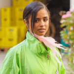 Tyla's bomber jacket tapped into the freaky green color trend with super-studded heels